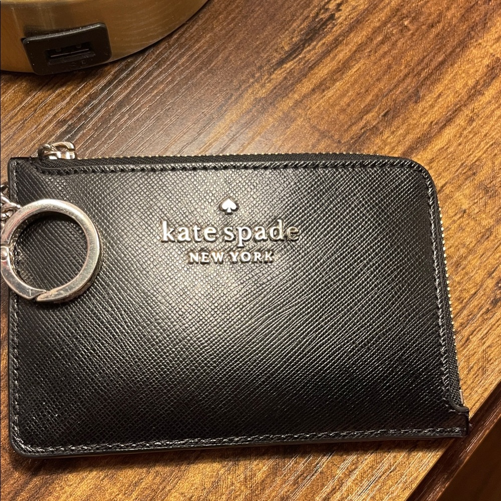 Kate Spade Black Zip Wallet with gold Accents